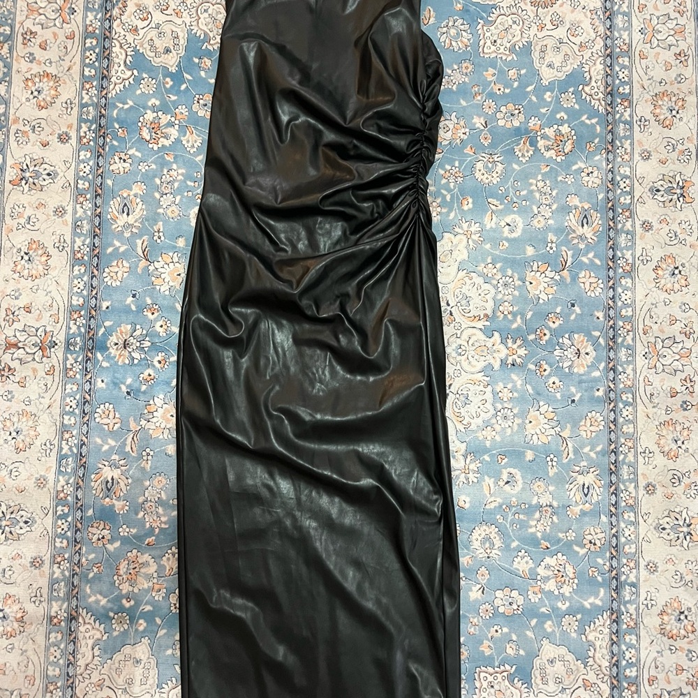 Zara Black Midi Dress with Ruched Detail